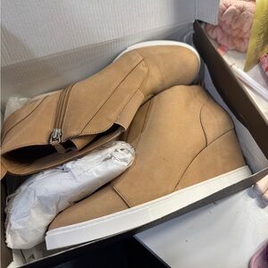 Tan Wedge Sneakers